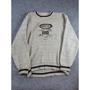 Vtg 80s St John's Bay Knit Fishing Sweater Mens Large Tall Gray Authentic Bass